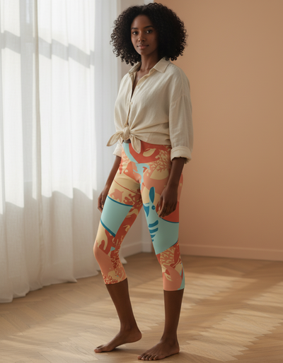 Coral Ebb Capri Leggings capri leggings