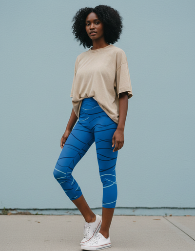 Marina Aqua Capri Yoga Leggings capri yoga leggings