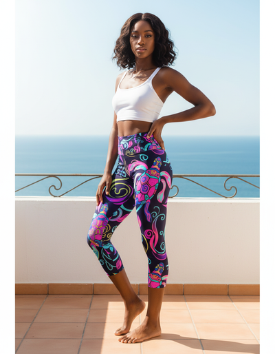 Aqua Capri Yoga Leggings capri yoga leggings