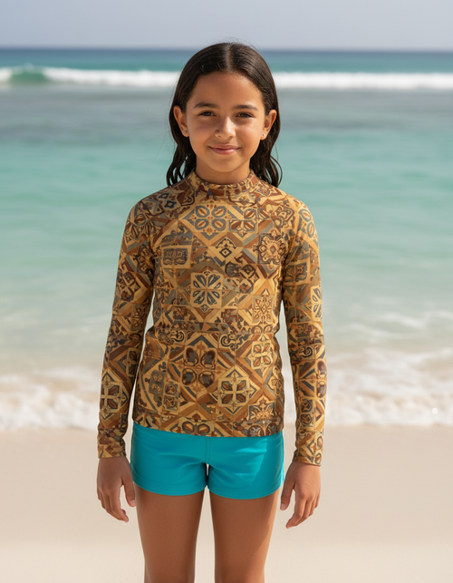 Amber Haze Helix Kids Rash Guard Kids Rash Guard — Dripper