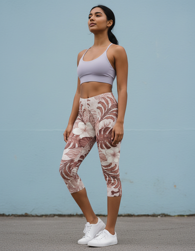 Dusty Rose Hula Capri Leggings capri leggings
