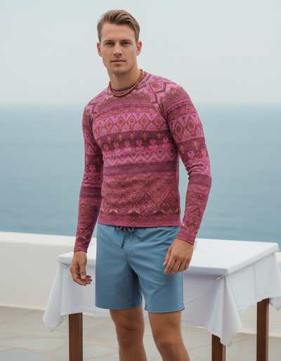 Men's Millennial Pink Serenade rash guard