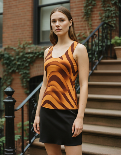 Women's Citrus Orange Stripes Tank Top tank top