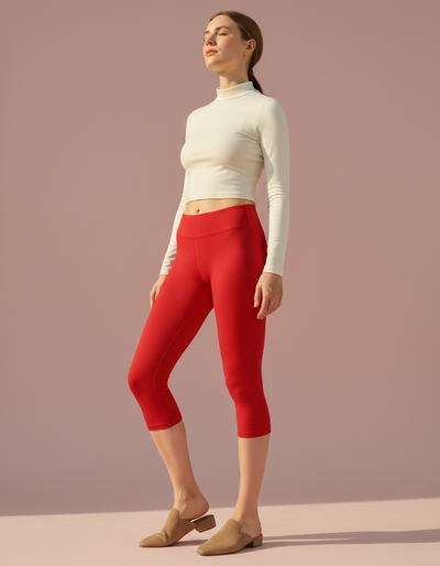 Fiery Red Capri Leggings capri leggings