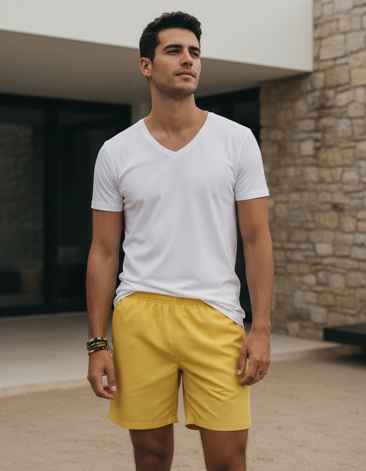 Bauhaus Yellow Men's Swim Trunks Men's Swim Trunks — Dripper