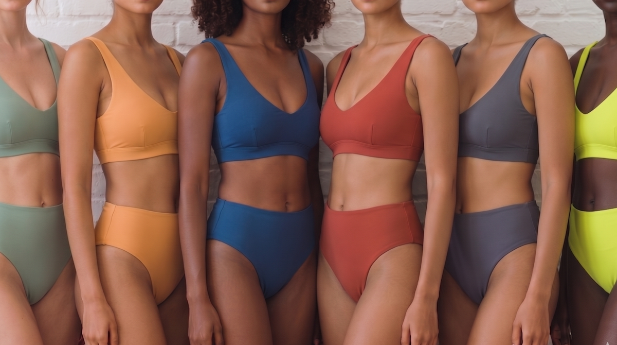 Shop solid color high-waisted bikinis — women in solid-color high-waisted bikinis